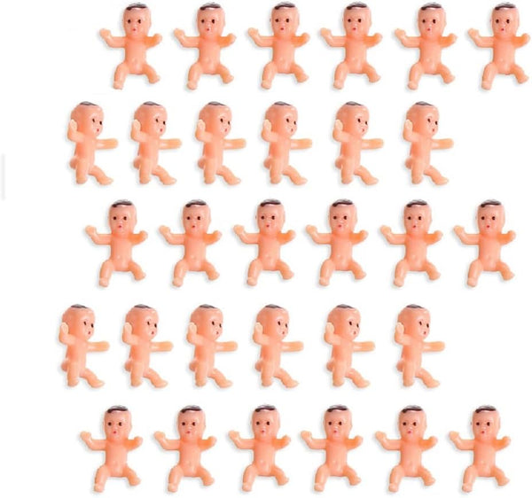 CCINEE 60 Pieces 1 Inch Mini Plastic Babies for Baby Shower Games, Bulk Tiny King Cake Babies Figurines for Party