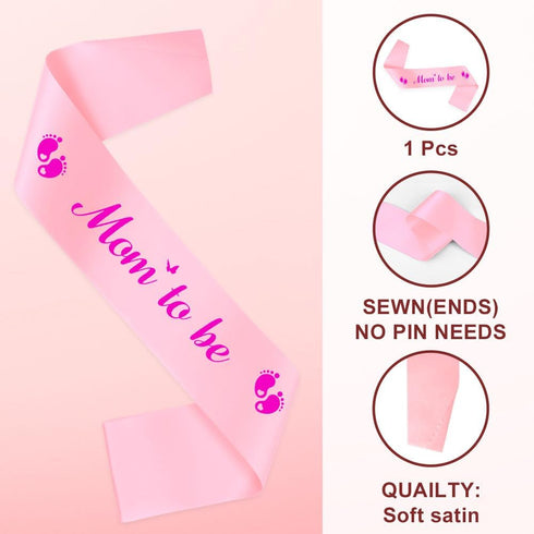 Goqaoix Mommy Mommy Mommy To Be Sash For Gender Reveal, Pink To Be Sash For Baby Shower Decorations, Pink Sashes