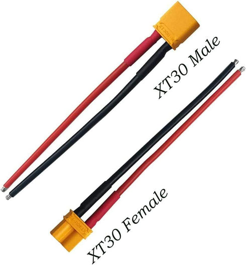5Pairs XT30 Plug Male Female Connector with 100mm 16AWG Silicone Wire for RC LiPo Battery Drone