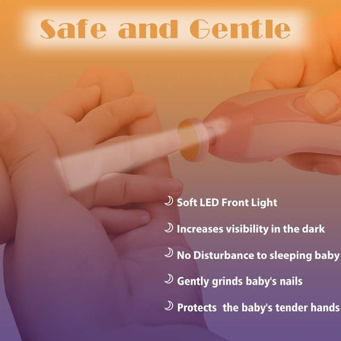Trimmer 20-in-1 Baby Nail Electric Nail File Safe Baby Nail Clippers Kit, LED Light, Adjustable Speed, Whisper Quiet