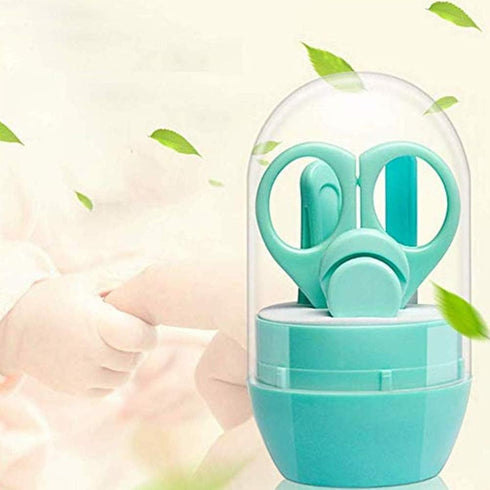 4-in-1 Baby Grooming Kit, Premium Stainless Steel Baby Manicure Set with Clippers, Scissor, File & Tweezer (Green)