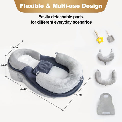 Tummy Baby Feeding Pillow, Anti Overflow Breast Feeding Pillow, Baby Lounger & Time Mat, Detachable Design