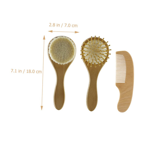 Set Set Wool Brush Baby Hair Brush Comb Grooming Newborn Scalp Massager Present for Toddlers