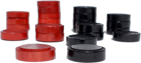 WE Games Checkers Pieces Only - 24 Red and Black Wooden Game Pieces with Drawstring Storage Bag, 1.5 Inch Diameter