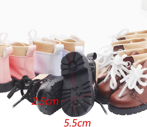 niannyyhouse Plush Doll Boots Leather Shoes 20cm Length 5.5cm Doll Accessories Dress Up (Pink)