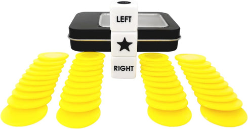 Left Right Center Dice Game Prime Set with 3 Dices + 40 Chips (Yellow)