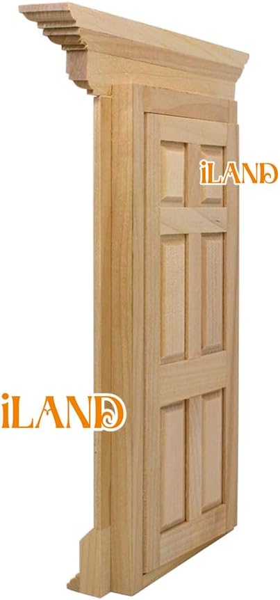 iLAND Dollhouse Door 1:12 Scale - Miniature Door with Handle & Knocker (Neoclassical Mini Door)