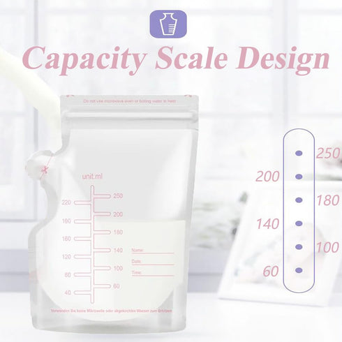 sartyee 100 Pack Breastmilk Storage Bags with Double Track Seal, Pre-Sterilized Food Grade Safe Breastmilk Storing Bags
