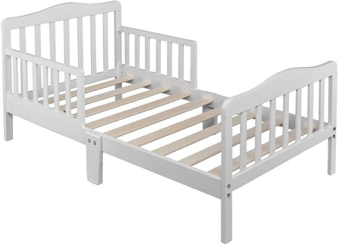 Volowoo Bed Frame for Girls & Boys, Classic Wood Bed Frame w/Safety Guardrail,