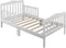 Volowoo Bed Frame for Girls & Boys, Classic Wood Bed Frame w/Safety Guardrail,