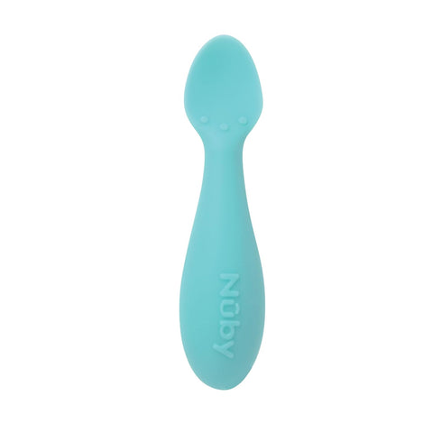 Nuby Silicone Mini Spoons - 2-Pack, Baby-Led Weaning Spoons for Babies 4+ Months, Aqua