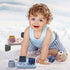 Baby Step Silicone Shape Sorter Puzzle for Toddlers 6-24 Months, Montessori Educational Toy, Blue