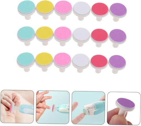 Trimmer 18 Pack Toddmomy Electric Nail Heads Baby Nail File Pad Non-Harmful Grinding Pad for Toddlers Lovely Design
