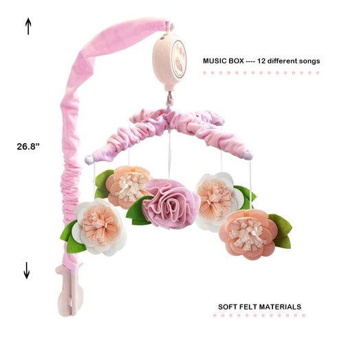 MOVEBO - Handmade Hot-Air Balloon Crib Mobile for Baby (Pink Flower)