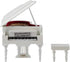 White Piano Toy with Bench and Case - Miniature Musical Model, Decoration Furniture Accessories for Birthday Gift
