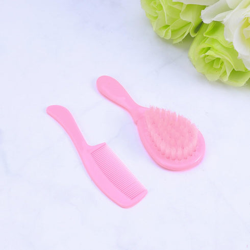 Set HEALLILY Baby Brush and Comb for Newborns and Toddlers Gentle Scalp Massage with Rounded Teeth Anti-Static Pink