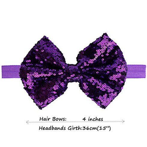 CÉLLOT 15pcs Baby Girl Headbands - Sparkly Glitter Sequins 4" Big Hair Bows for Infant Newborn and Toddlers