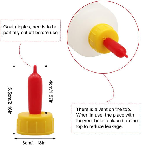 Goat Nipple and Bottles Set, 20 Pieces Cow Calf Milk Drink Nipple and 2 Pieces 400 ml Lamb Feeding Bottle Kit