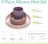 melii Non-Suction Silicone Plate, Bowl and Cup Set for Toddlers, Kids and Children (Purple, Grey, Pink)