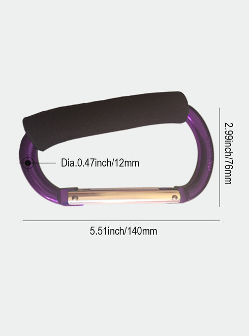 Large Stroller Hooks for Mommy, 2 pcs Carabiner Organizer for Hanging Purses, Diaper Bag, Shopping Bags (Blue+Purple)
