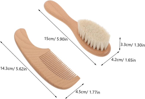 Set KOMBIUDA Hair Brush with Soft Bristles and Comb Gentle Scalp Cleaning and Bath Brush for Newborns Parents