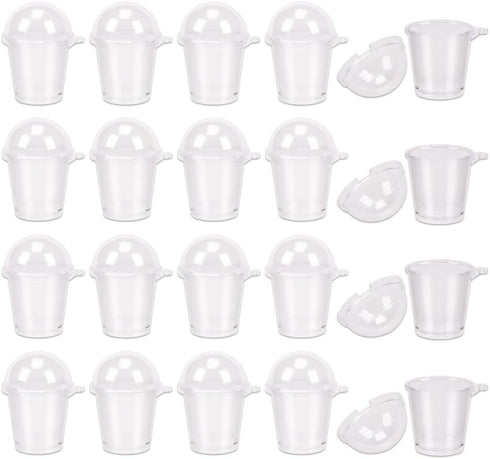 KOOBOOK 20Pcs Mini Frappuccino Cup, Cold Coffee Cup Dollhouse Miniature Simulation Plastic Cup Cake Ice Cream Cups