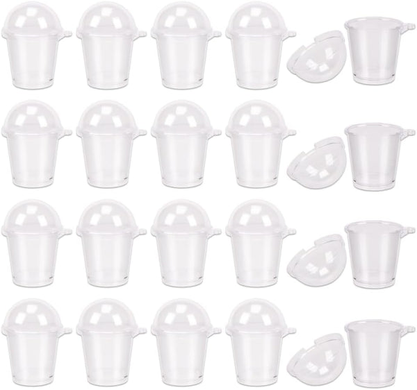 KOOBOOK 20Pcs Mini Frappuccino Cup, Cold Coffee Cup Dollhouse Miniature Simulation Plastic Cup Cake Ice Cream Cups