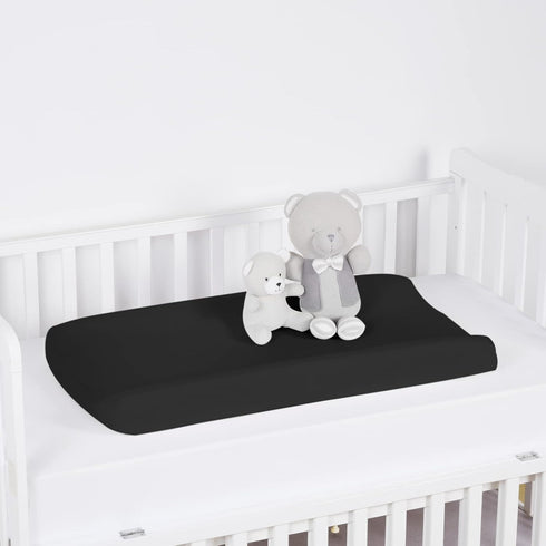 PHF Baby Changing Pad Covers for Boys Girls, 2 Pack Ultra Soft Breathable Microfiber Changing Pad Table Sheets for Most Baby Changing Pads, Black & Black