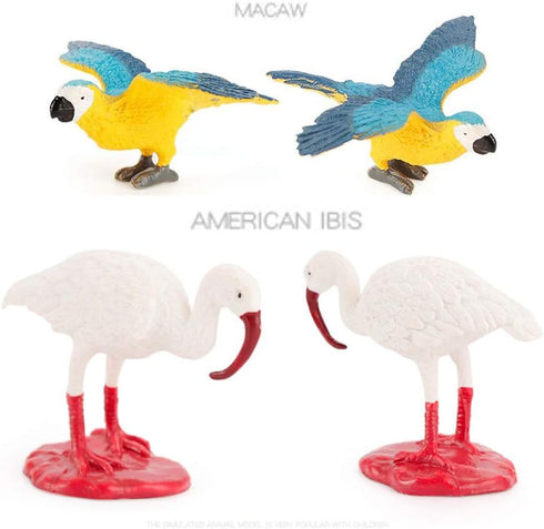 10 Pcs Simulated Bird Animals Parrot Model Figure Toys, Realistic Flamingo Birds Figurine Collection, Educational