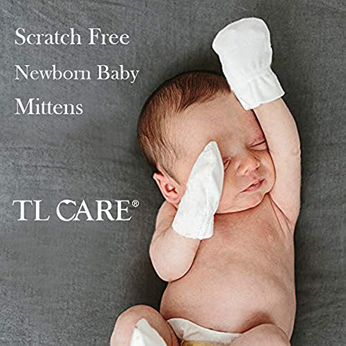 TL Care 100% (Pack 4) Newborn Baby Cotton Scratch Free Mittens, for Boys