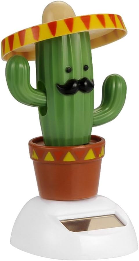 Cactus Solar Powered Shaking Head Dancing Car - Dashboard Decoration Toy Gift