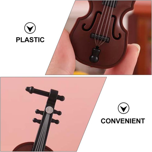 8Pcs 1:12 Dollhouse Violin Miniature Musical Instrument Collection for Doll House Musical Room