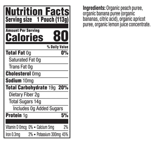 Plum Organics Stage 2 Organic Baby Food, Peach, Banana, and Apricot, 4 oz Pouch (Pack of 12)