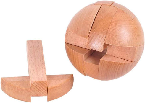 AHYUAN Handmade Wooden Puzzle Magic Ball, Brain Teasers Toy for Children and Adults (3 x 3 x 3 inch)