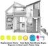 Mattel Replacement Barbie Size Foot Bath, Hair Brush and Dryer, Popcorn in Bowl and 4 Plates for Barbie Malibu Dollhouse Playset - FXG57, Yellow, Blue, Pink, Gray