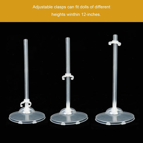 QINGZHE 22Pcs 11 13 Inch Adjustable Doll Stands, Plastic Doll Display Holders, Clear Action Figure Stand, Toy Dolls