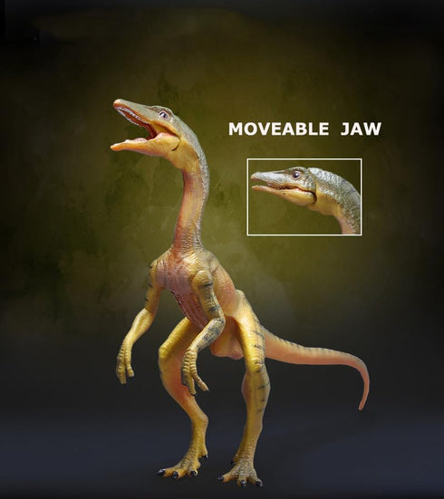 Gemini&Genius 2Pcs Compsognathus Dinosaur Toy Figurines with Moveable Jaw, Realistic Dinos