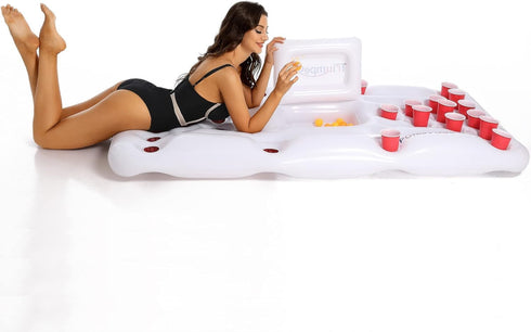 6FT Triumpeek Inflatable Pool Game Table Float, Blow Up Floating Pool Game Raft Lounge, Fun Pool Party Game Table