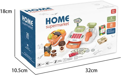 yoliyogo Playset Pretend Play Cash Register Toy with Functional Caculator Cashier Scanner Toy Supermarket with Simulate