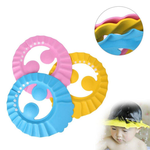 Generic 1Pieces Baby Shower Cap, Soft Adjustable Bathing Wash Hair Shield For Baby Color Randomiy