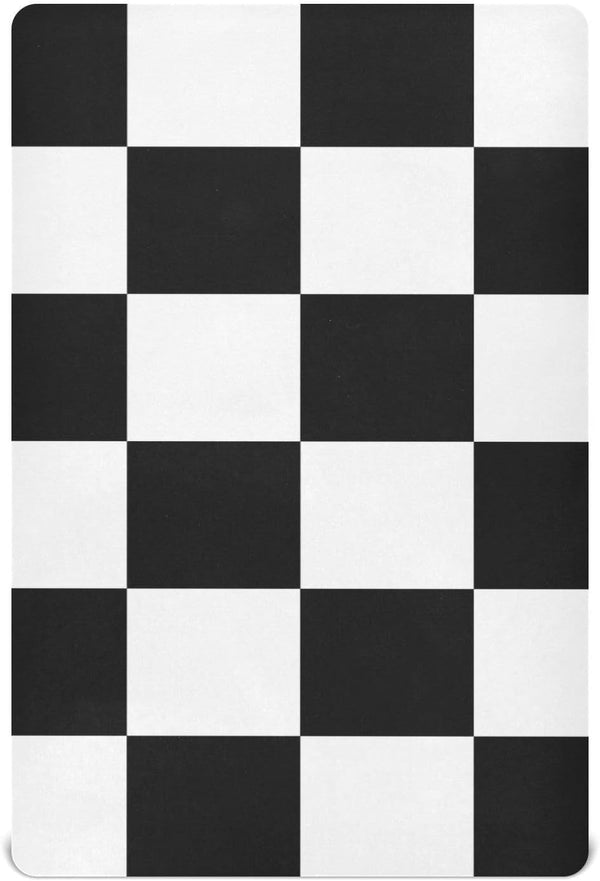 Checkered Crib Sheets Breathable Soft Cribs Pack n Play Mattress Sheet for