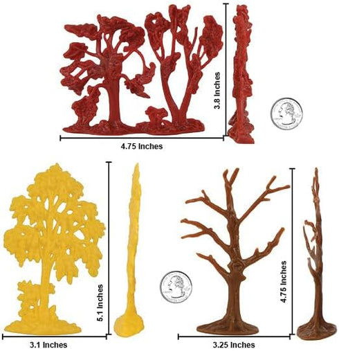 BMC CTS Fall Woodland Forest Trees - 8pc Plastic Playset Diorama Accessories by BMC Toys