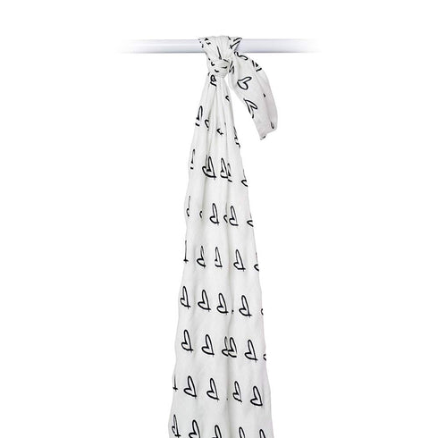 Lulujo Baby Silky Soft Muslin Swaddle Blanket, 47 x 47-Inches, Hearts
