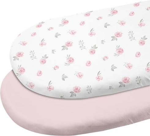 Gllquen Baby Bassinet Sheets 2 Pack, 100% Organic Cotton Bassinet Fitted Sheets