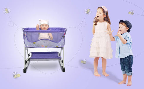 2 18 inches (DP601PURPLE) Anivia Doll Bed Furniture Function Toy, Doll Bed and Doll Swings Together for Baby Dolls