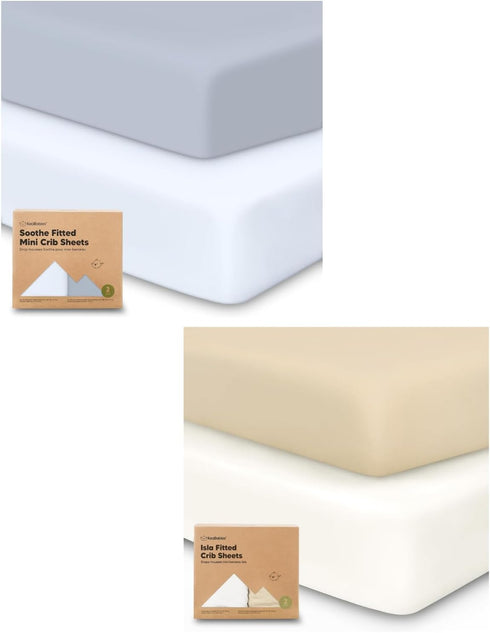 Keababies Pack and Play Sheets Fitted, 2-Pack Mini Crib Sheets and 2-Pack