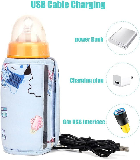 Pilarmuture Washable Baby Bottle Warmer, USB Portable Milk Heat Keeper,Maintain Perfect Temperature for Baby Milk,Used