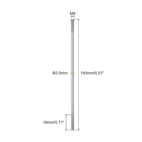 MECCANIXITY 304 Stainless Steel Push Rod Connector Double End Threaded Rod for DIY RC Car, Boat, Car, Airplane, Helicopter Model&DIY Material, M4x140mm, Pack of 5