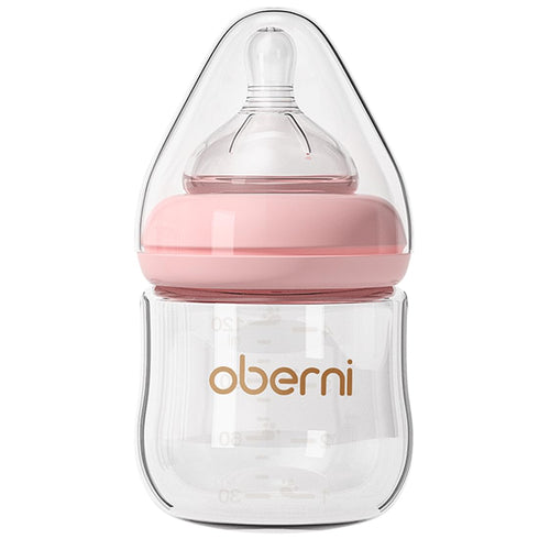 Oberni Glass Baby Bottles,Anti Colic Breastfeeding Bottle with Natural Response Nipple Size