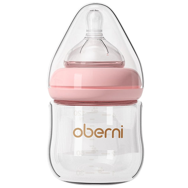 Oberni Glass Baby Bottles,Anti Colic Breastfeeding Bottle with Natural Response Nipple Size